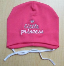 Baby hat with strings cotton girls birthday hat "little princess" holiday hat