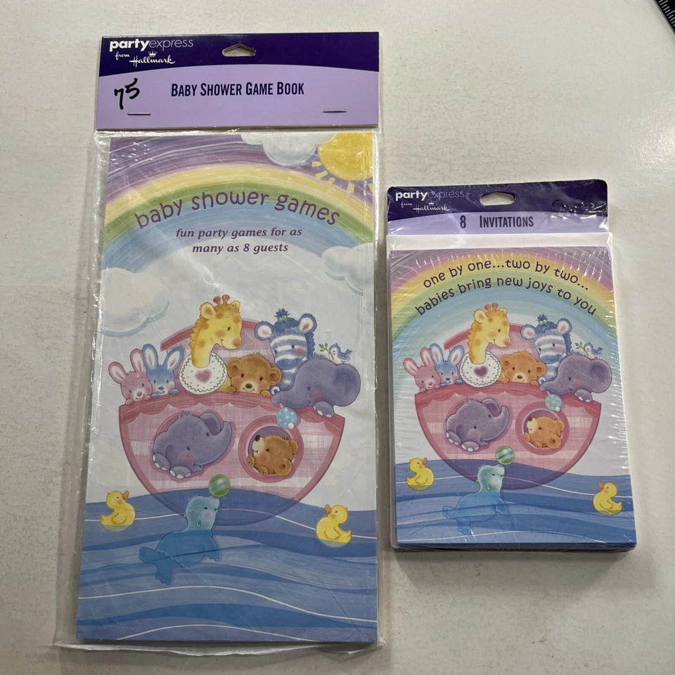 Baby Shower Party Games Book NOAH'S ARK Hallmark Invitation Religious Christian - Image 2 of 4