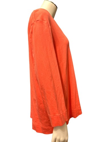 Chicos The Ultimate Tee Long Sleeve Orange Blouse Size 3 - Picture 4 of 9