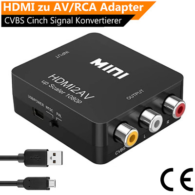 HDMI zu AV Adapter Konverter HD Video Audio TV 3x RCA CVBS VHS Scart auf HDMI
