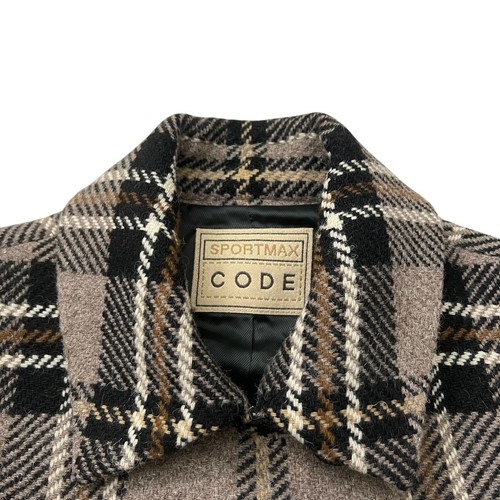 Sportmax Code Womens Alpaca Wool Mohair Plaid Peacoat Tan Size 6 Academia Preppy - Picture 3 of 12