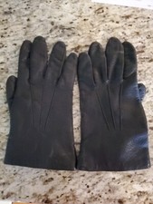 Vintage Women's Black Genuine Leather Acrylic Lined Driving Gloves 7 1/2