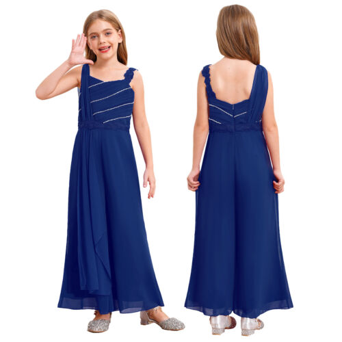 Kids Girls Pantsuit Recitals Rompers Bridesmaid Jumpsuit Celebration Leotard - Picture 16 of 56