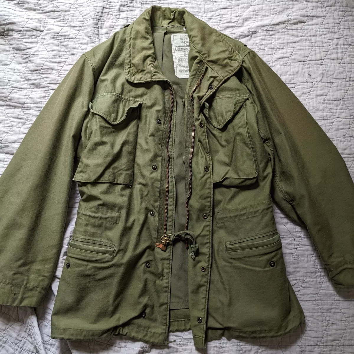 Vintage 90s Alpha Industries M-65 Jacket Size XS Olive OD Made USA