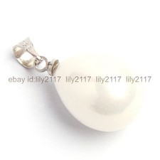 Pretty White 12x16mm South Sea Shell Pearl Teardrop Pendant No Chain