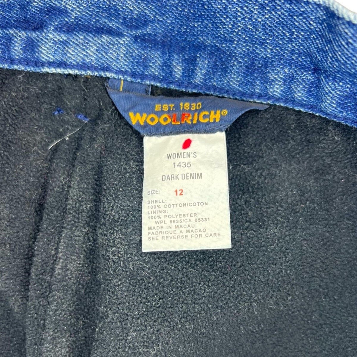 Woolrich Fleece Lined Jeans Women 12 Outdoor Workwear Denim Cabin Core Cozy Mom View 4