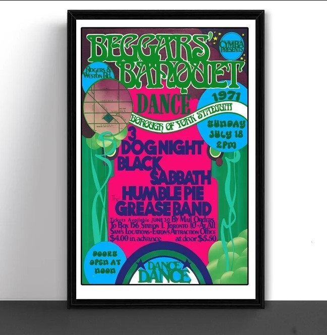 Beggar's Banquet Music Festival Concert Tour Poster Toronto July 1971