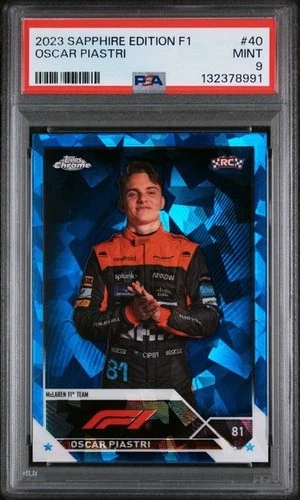 OSCAR PIASTRI 2023 Topps Chrome F1 SAPPHIRE EDITION #40 PSA 9 MINT RC