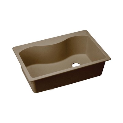 NEW - Elkay Quartz Classic 33'' x 22'' x 9-1/2'' Single Bowl Top Mount Sink, Mocha