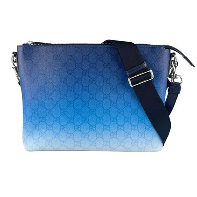 Echte GUCCI GG Supreme Schultertasche Clutch Tasche 2-Wege Tasche Blau PVC - ...