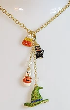 KIRKS FOLLY All Hallows Eve Charm  Halloween GHOST  WITCH HAT MAGNETIC NECKLACE