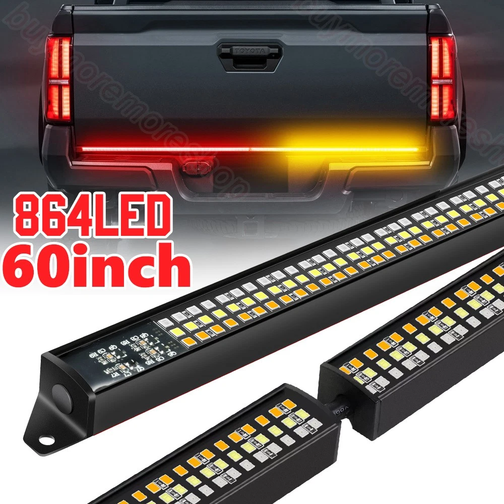 Trailer Tail Light Bar With 3-in-1 Running Stop Turn Signals Brake Light 2 Pack 9 Inch 100 LED Red & Amber Sequential LED Strip Light For - Foto 6