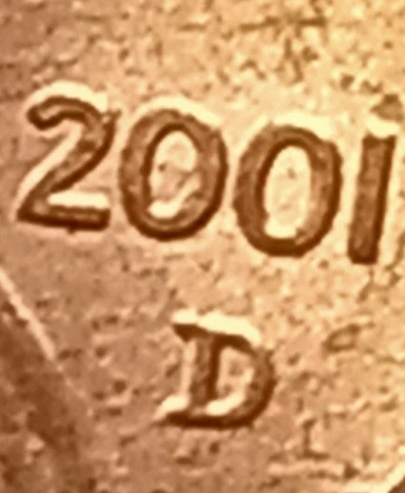 2001 D Lincoln Penny Doubling on LIBERTY ,Date&column, 2.5 g Close AM ,RD - Image 4 of 4