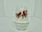 Vintage MCM Fenton White Milk Glass Cardinals 5" Fairy Lamp Hand Painted W/label