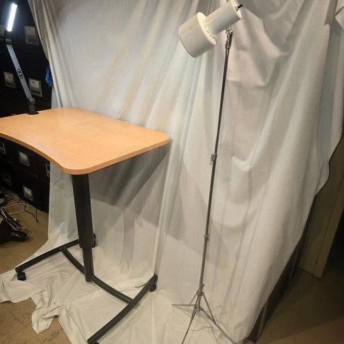 Vintage MCM Telescoping Tripod Floor Desk Foldable Task Lamp 1970s White Chrome