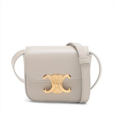 Celine Triomphe Mini Claude Leather Shoulder bag Beige