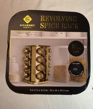 16 Jar Gold Metal Revolving Spice Rack Carousel - Countertop Organizer. No Jars