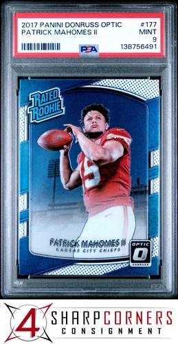 2017 PANINI DONRUSS OPTIC #177 PATRICK MAHOMES II RC RATED ROOKIE PSA 9