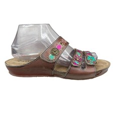 L artiste X Spring Step Freesia Brown Flral Slide Sandal Size 39 US 8.5
