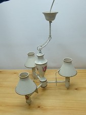 Vintage Laura Ashley 3 Arm Lamp Chandelier - Distressed White / Cream - UNTESTED