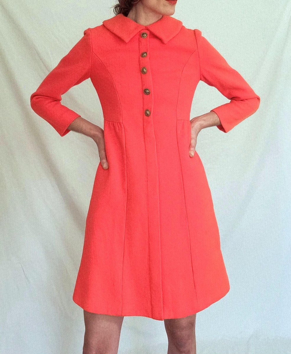 Vintage 1960s Mod Orange Wool Mini Shift Dress: 60s Space Age, Women's XS |  eBay