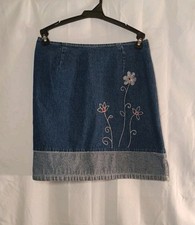 Vintage Route 66 Embroidered Denim Mini Skirt Juniors Sz 7/8