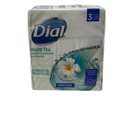 Dial White Tea Gentle Cleansing Bar Soap 3 Bars Glycerin 4oz each New