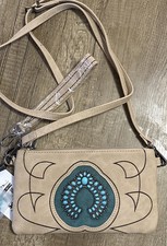 Montana West Crossbody Wristlet Convertible Bag Turquoise Concho Blossom Purse