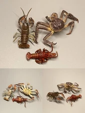 Yujin Realistic Miniature LOBSTER CRAYFISH KING CRAB Lot of 3 Mini Figure Toy