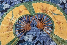 Vintage Mid Century Pair Of Chinese Wall Fans Birds And Floral Design