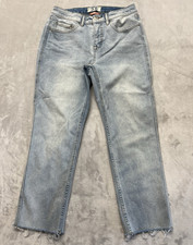 Free People We The Free Jean Women 28 Blue Wash CRVY Stretch Raw Hem High Rise