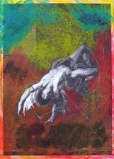 Uomo ritratto arte moderna pastello ad olio mix media A4 carta arte moderna olio pastello