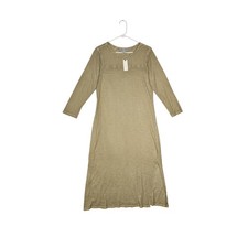 Saturday Sunday Anthropologie T-Shirt Dress Women L Moss Green Slub Cotton *Flaw