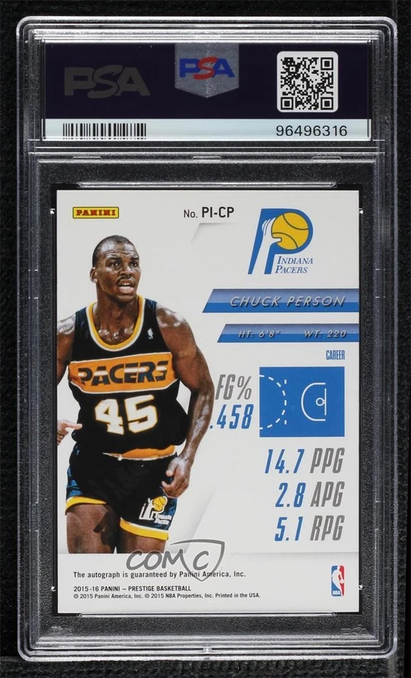 2015 Panini Prestige Preeminent Ink /149 Chuck Person #PI-CP PSA 10 GEM MT Auto - Image 2 of 2