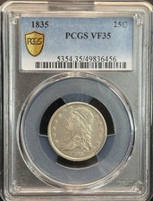 1835 Capped Bust Quarter 25C PCGS VF35 Philadelphia Silver Type Coin