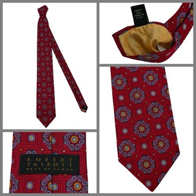 Robert Talbott Best of Class Tie Red Geometric Silk 3.5 W / 59 L USA YGI S1-110