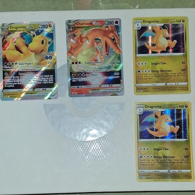 Pokemon TCG Pokemon GO 4-Card Holo/Foil Lot Dragonite VSTAR + Charizard VSTAR