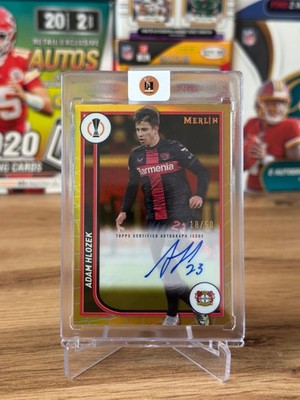 2023-24 Topps Merlin UCC Adam Hlozek Gold Refractor Autograph /50 Leverkusen