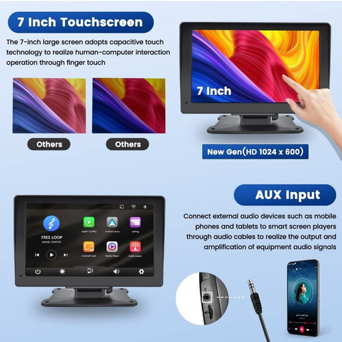 Portable Car Stereo,CarPlay Screen for Apple Car play & Android - Picture 6 of 9