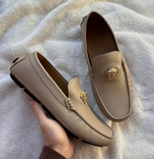 Versace Tan Medusa Head Leather Dress Loafers - MSRP: $950 - New - Authentic