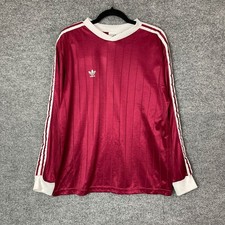Vintage Adidas Trefoil Long Sleeve Soccer Jersey Maroon White Mens Large USA