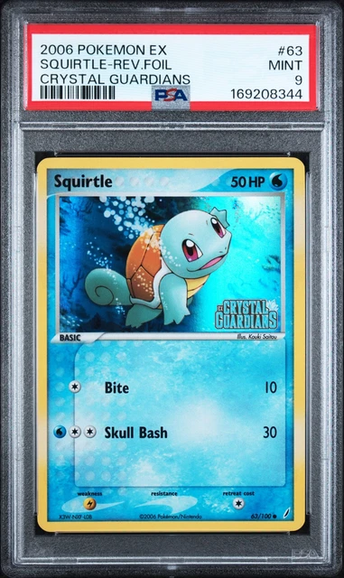 2006 POKEMON EX CRYSTAL GUARDIANS #63 SQUIRTLE-REVERSE FOIL PSA 9