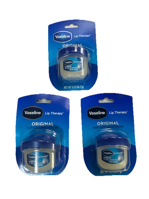 3 Pack Vaseline Original Lip Therapy For Soft Smooth Lips 0.25Oz Each
