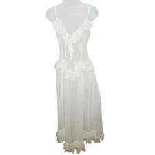 Vintage Andrea Kristoff for Escante  White Sheer Lace Bridal Lingerie Nightgown 