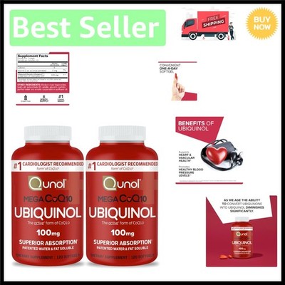 240 Count Mega Ubiquinol CoQ10 100mg Softgels - Cardiologist Recommended Formula