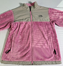 North Face Girls Full Zip Fleece Jacket Pink/Grey Size XL