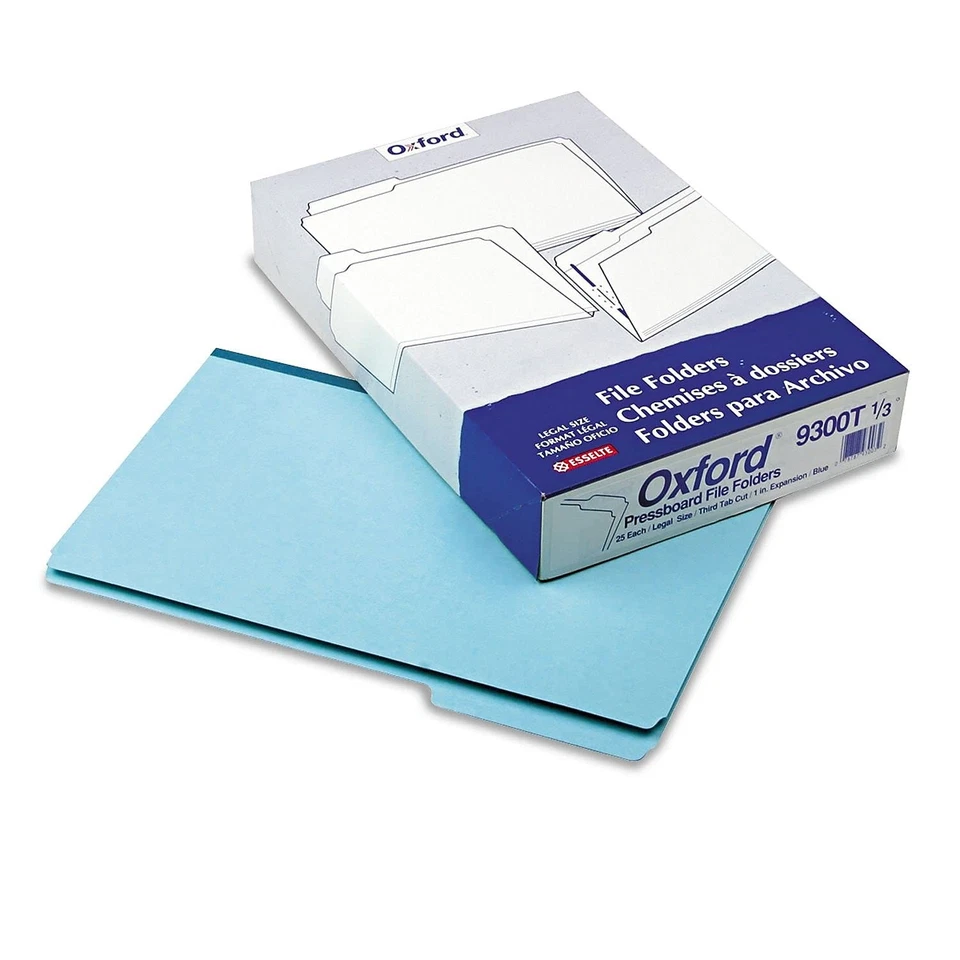 9300T13 Pressboard Expanding File Folders, 1/3 Cut Top Tab, Legal, Blue (Box ... - Image 2 of 3