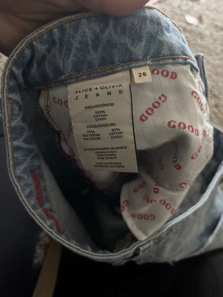 Mini falda rasgada de mezclilla para mujer Alice + Olivia azul claro talla 6 Foto 4 de 4