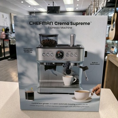 Chefman Crema Supreme Espresso Machine Stainless Steel New SEALED