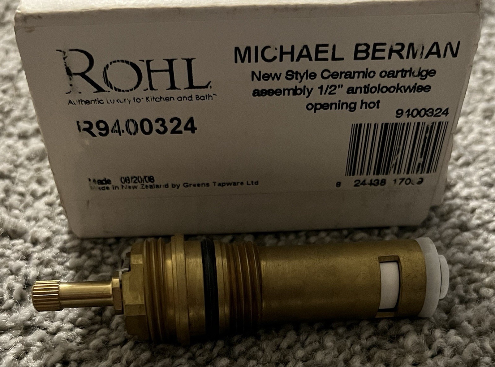 Rohl R9400324 1/2" Ceramic Hot Cartridge Assembly  Counterclockwise Opening NOS
